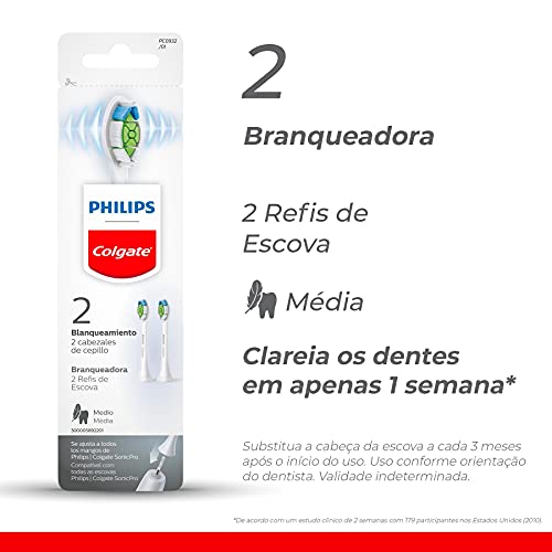 Colgate Refil Para Escova De Dente Elétrica Philips Branqueadora 2 Unid Branco