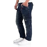 Timezone BenTZ Ben Herrenhose Cargohose Jeanshose lässig modern (W34/L32, Light royal wash)