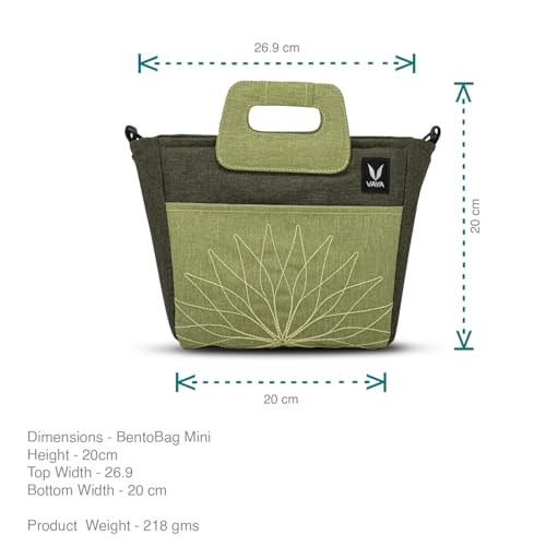 Image of VAYA BentoBag Mini, Compact Insulated Lunch Bag, Tote with Waterproof Protection, Cutlery Pocket, and Adjustable Strap, Color - Olive