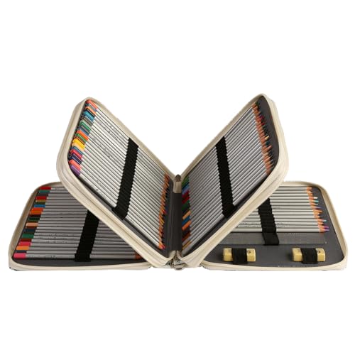 Image of Portable Colored 124 Slots Pencil case Organizer with Printing Pattern for Watercolor Pens or Markers, Pencil Case Organizer for Artist