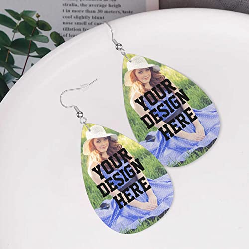 Custom Leather Earrings Personalized Fashionable Earrings with Your Text/Photo/Picture for Women as Anniversary Wedding Christmas Birthday Gift 6