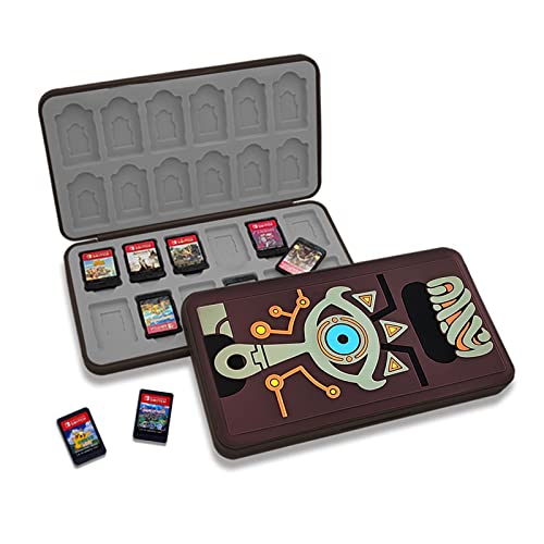 Estuche de Tarjetas de Juego para Nintendo Switch (24 Tarjetas de Juego TF 24), Funda para Almacenamiento de Juegos Portátil a Prueba de Golpes de Silicona en Relieve 3D (Marrón) Cover