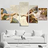 SIGNWIN Large Canvas Wall Art The Creation of Adam Italian Master Artist Michelangelo Spiritual & Religious Cultural Illustrations Fine Art Vintage Dramatic for Living Room, Bedroom, Office - 60'x32'