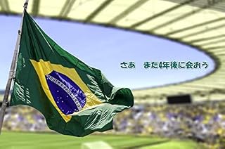 [LIMITED POSTCARD] "Let's Meet After 4 Years" Brazil Soccer Stadium and Flag Postcard Postcard Postcard