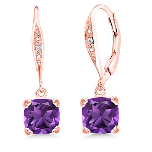 Gem Stone King 18K Rose Gold Plated Silver Purple Amethyst