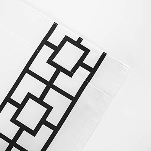 Driftaway Geo Trim Vertical Geometric Trellis Pattern Lined Blackout Thermal Insulated Window Curtain Back Tab 2 Layers 2 Panels 52 Inch By 84 Inch Black #TOP1