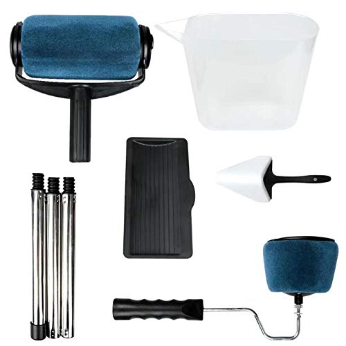 UPDATED 2019 - Rodillo de pintura profesional sin costuras, con depósito profesional, juego de 8 rodillos para pintura antigoteo, transforma la habitación en cuestión de minutos