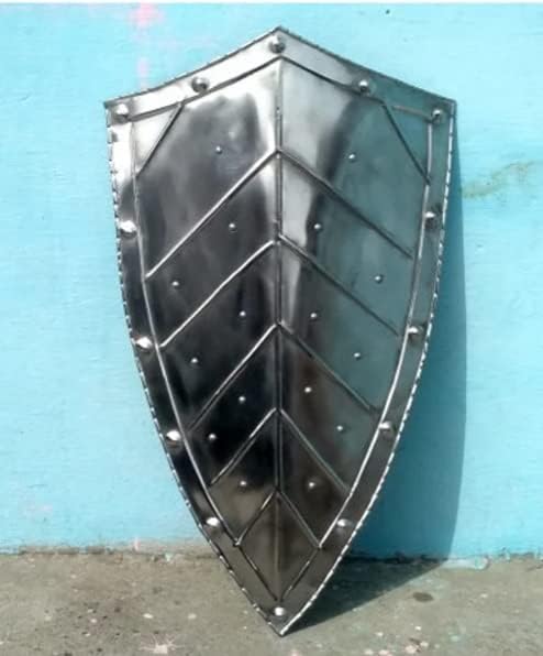 Miniatura 2 de Armor House - Escudo de caballero templario medieval armadura cruzada para Halloween hecho a mano de acero metálico esmalte plateado