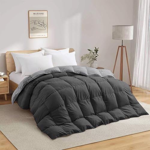 Image of Super Comfort Reversible 500 GSM Comforter Double Bed Size (90 inchX100 inch) - Heavy Winter Comforter 500 GSM Microfiber Fill - Duvet /Blanket Double Bed - Dark Grey /Silver Grey Color