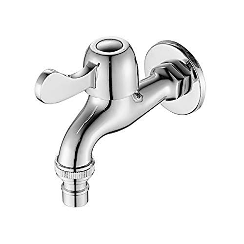 Ibergrif M22002, Grifo de Lavadora, Grifo de Pared Agua Fría, Crome, Plata