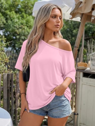 Image of Trendy Queen Womens Off the Shoulder Tops Oversized Summer Spring T-Shirts 2026