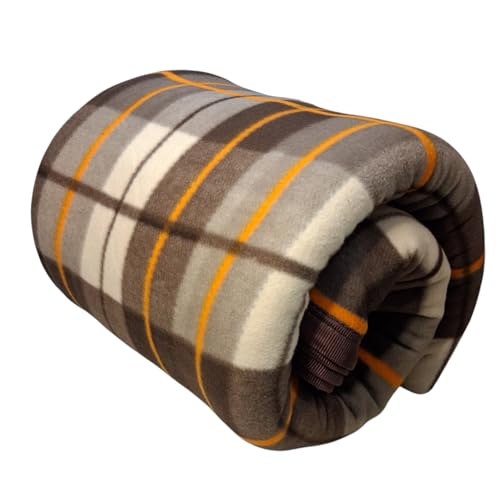 Image of CHANDRAVATI Modern Check Polar Fleece All Season Blanket with || Satan Border || 500 TC || Heavy Quality || (Brown, Single)