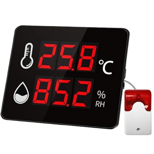 GJLRS Medidor Digital de Temperatura y Humedad, 6 especificaciones Disponibles, Temperatura -40 ℃ - 80/100/120 ℃, con Pantalla LED Grande, ángulo de 45°, para Interiores, Exteriores