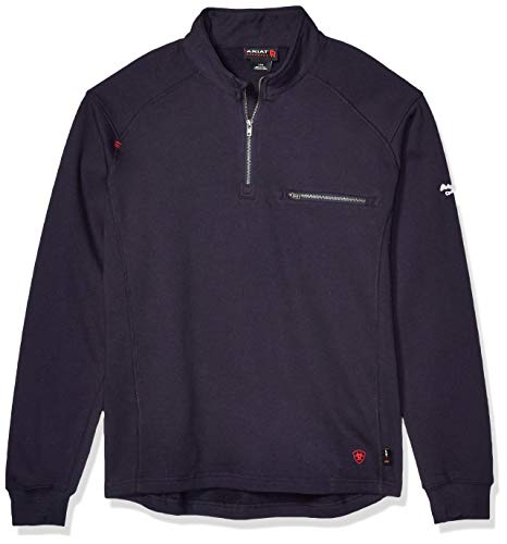 Ariat Men's Big and Tall Flame Resistant Rev 1/4 ZipShirt, Blue, Medium