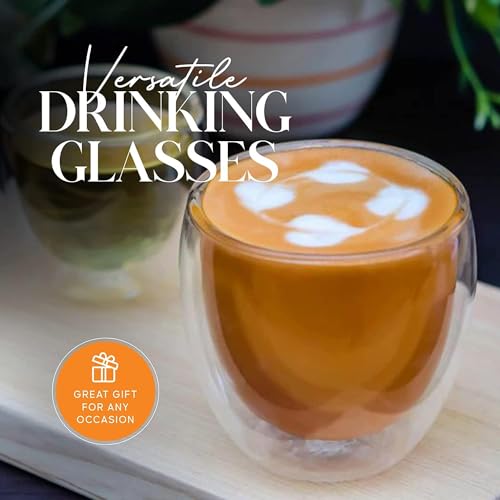 Image of SKDBPM Double Wall Glass Coffee Cups - Tea & Coffee Cup for Hot & Cold Drinks, Milk, Cappuccino, Juice (250ML, 1Pieces)