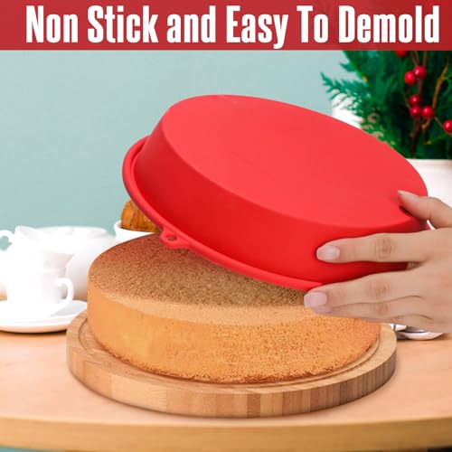 Wlmcdh Round Cake Pans 9 Inch 2Pcs,Nonstick Silicone Cake Mold,Reusable Baking Tins,Cake Pan Set For Brownies thumb #3