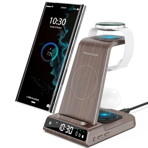Wireless Charger for Samsung Charging Station, 3 in 1 Android Phone Wireless Charger for Samsung Galaxy S24 Ultra/S23 Ultra/Z Flip 5/Fold 5/Buds, Charger for Galaxy Watch 6/5 (for Samsung Watch Only)