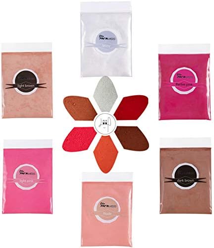 PARAMISS Lip Gloss Pigment Powder Natural Lip Dye 5 Colors x 10G and White Metallic Shimmer Pearl Glitter Pigment Powder for Lip Gloss Lipstick Eyeshadow Cosmetic Grade Lip Gloss Color Pigment