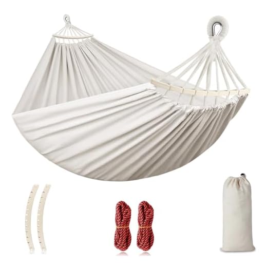 Outerman Camping Portable Hammocks (Max 550lb) Upgraded Thickened Canvas Fabric, Two Anti Roll Balance Beam and Sturdy Metal Knot Tree Straps for Travel, Beach, Backyard etc.
