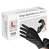 squish Disposable Gloves Black, 100 Count 4 mil Vinyl Gloves Exam Glove Latex Free Powder-Free Cleaning Rubber Glove for Kitchen Cooking Cleaning Food Handling(Large)