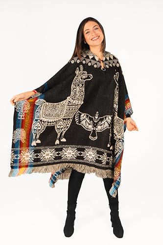 ALPAKITAS Premium Alpaca Wool Poncho for men and women – Western Hooded Cape for Men & Women – Soft & Warm Mexican ponchos2