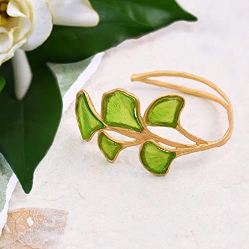 Michael Vincent Michaud American Handmade Cast Artisan Glass And Gold Plate Ginkgo Leaf Cuff Bracelet #TOP1