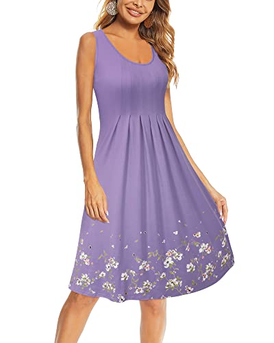 Image of KILIG Women Soft Casual Beach Sundress Floral Pleated Vintage Tank Dress 2026