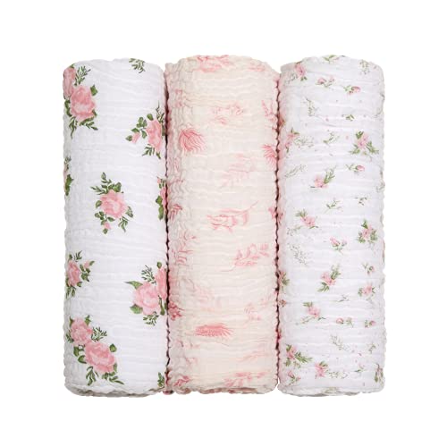 Image of Mami 3 Pack Viscose Made from Bamboo Muslim Baby Swaddle Blanket, Soft Silky Swaddling Blankets Wrap for Newborn Infant, Large 47 x 47 inches (Baby Girl)