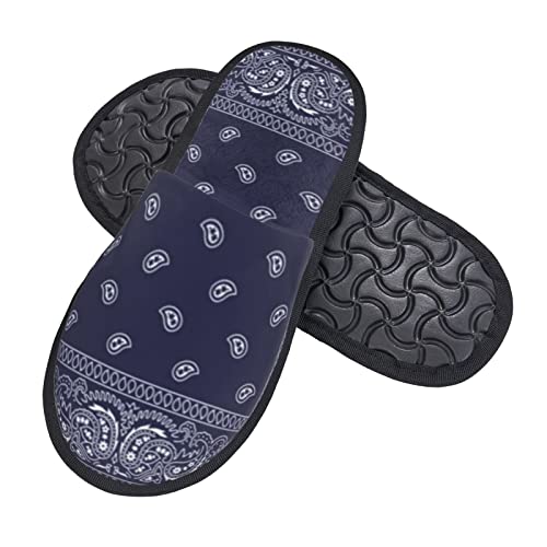 Unisex Cozy Indoor Furry Slipper-Southwestern Bandana Paisley Plush House Slippers Warm Bedroom Shoes2