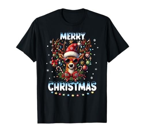 Rentier Herren Jungen Frauen Mädchen Frohe Weihnachten T-Shirt