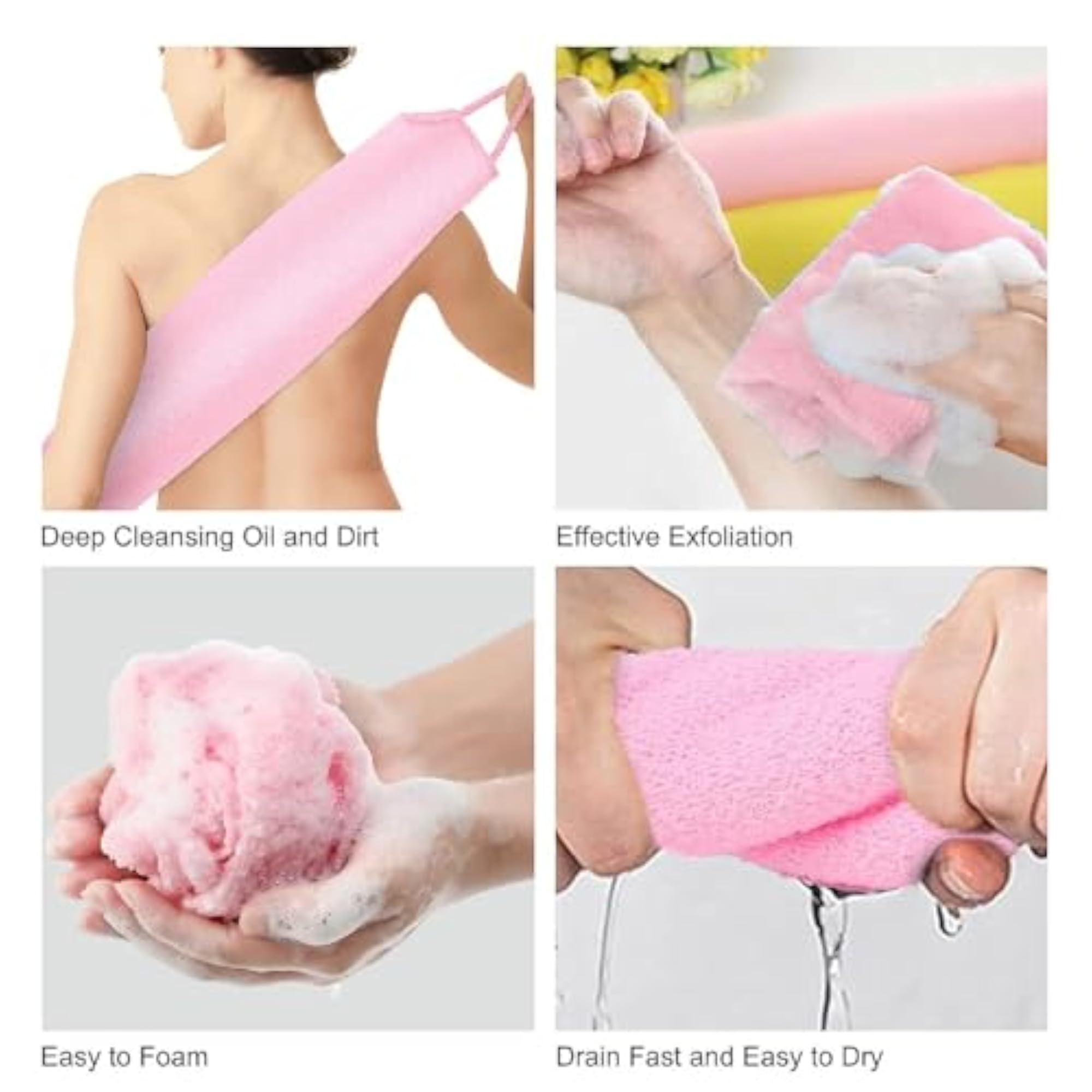 Stretchable Exfoliating Back Scrubber with Handle, Gift for Her