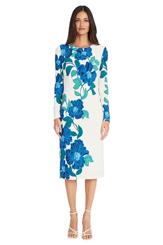 Image of Maggy London Womens Long Sleeve Floral Printed SheathCocktail Dress