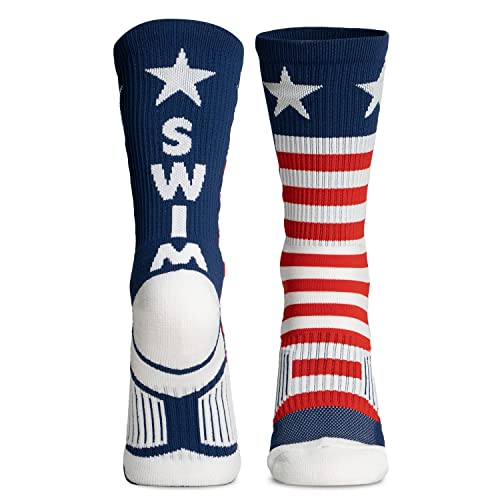 ChalkTalkSPORTS Swimming Performance Crew Socks - Multiple Designs & Colors - Youth & Adult - Swimming Mid-Calf Socks