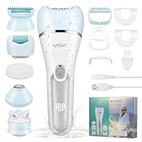 Epilator for Women, 6 in 1 Hair Removal with LED Light, 2 Speeds, Rechargeable & Cordless Razor, Wet and Dry Shaver, Exfoliator, IPX7 Waterproof Electric Hair Remover for Face Legs Arms Armpit Bikini