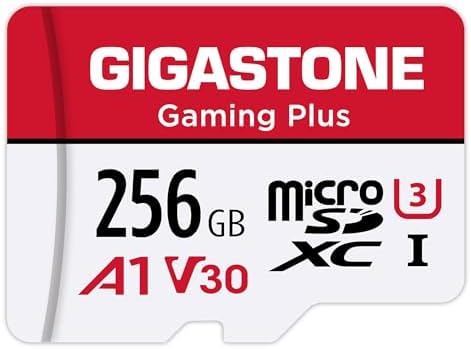 Gigastone 256Gb Micro Sd Card, Gaming Plus, Microsdxc Card for Nintendo-Switch, Wyze, Gopro, Dash Cam, Security Cam, 4K Video Recording, Uhs-I A1 U3 V30 C10, Up to 100Mb/S, with Adapter