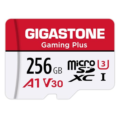GIGASTONE 256GB Micro SD Card, Gaming Plus, MicroSDXC Memory Card for Nintendo-Switch 1, Steam Deck, Dash Cam, Security Camera, 4K Video Recording, UHS-I A1 U3 V30 C10, up to 100MB/s, with Adapter