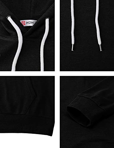 H2H Mens Casual Pullover Hoodie With Kangaroo Pocket Black Us M/Asia L (Cmohol050) #TOP4