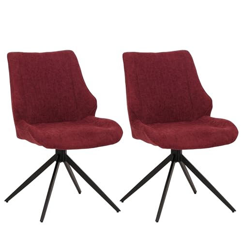 Mendler Lot de 2 chaises de Salle à Manger HWC-O48 Chenille (320g/m²) Oeko-Tex Bordeaux