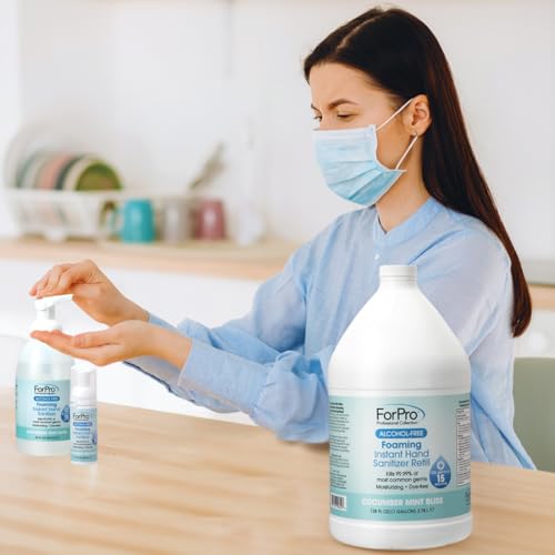 Image of ForPro Alcohol-Free Foaming Instant Hand Sanitizer, 1 Gallon (128 fl oz) Refill - Moisturizing, Dye-Free Formula, Cucumber Mint Bliss Scent