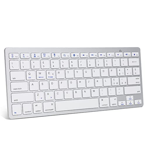 JADEMALL Tastiera Bluetooth Wireless per iPad/iPad Air/iPad Pro/Samsung Tablet, Italiano QWERTY Tastiera Compatibile con Sistemi IOS/Android/Windows, Bianco
