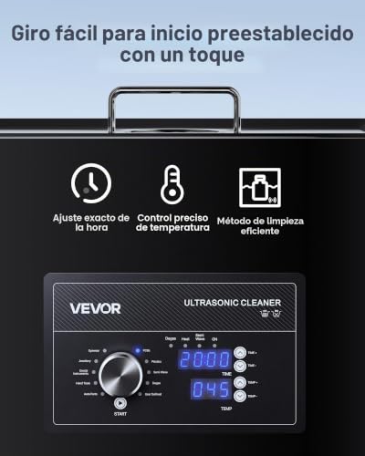 Máquina de ultrasonido 30L VEVOR con perilla analógica para limpiar joyas y relojes 3