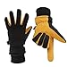 OZERO Winter Gloves Coldproof Thermal Ski Glove - Deerskin Leather Palm & Polar Fleece Back with Insulated Cotton - Windproof Water-Resistant Warm Hands in Cold Weather for Women Men - Tan(L)