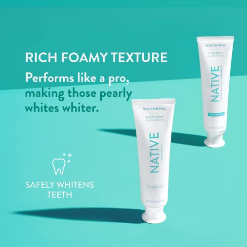 Native Toothpaste Made From Naturally-Derived Cleaners And Simple Ingredients That Safely Whitens Teeth, 4.1 Oz, Wild Mint Fluoride Free - 1 Count #TOP5