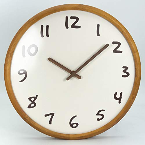 Aromustime 12 Inches Round Wooden Wall Clock With Arabic Numerals Whisper Quiet Dome Glass Cover, Brown #TOP10