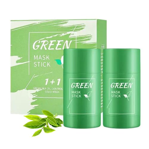 2 ArtíCulos Clarea Green Mask Stick, Mascarilla Facial De Arcilla Verde, SóLido Mascarilla De Limpieza Profunda (Verde)
