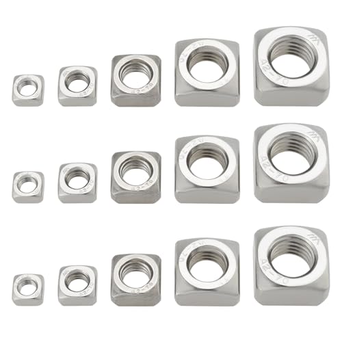 Be In Your Mind 50 Stück Vierkantmuttern aus Edelstahl 304 M5 M6 M8 M10 M12 Muttern-Sortiment für Zivile Möbel Ausrüstung Bau Elektrogeräte