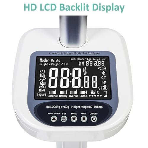 Bilancia Digitale Multifunzione per la misurazione dell'altezza e del Peso, Bilancia Intelligente per Ufficio, misurazione Sonar Senza Contatto, Display LCD, per Palestra Domestica