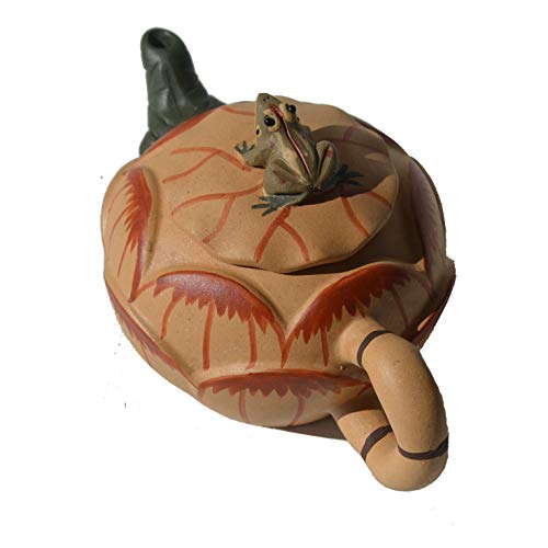Image of Chinese Zisha Teapot 7oz Yixing Clay Handmade Tea Pot for Tea Lovers Brew Tea Home Office Decorative Collection (Frog lotus 220ml)