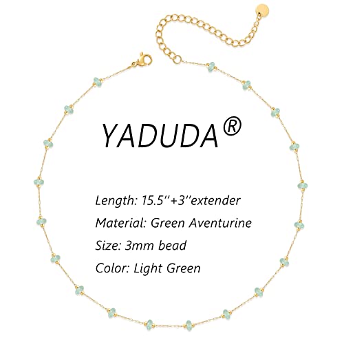 YADUDA Natural Stone Choker Necklace for Women 18K Gold Plated Beaded Necklace Turquoise Malachite Carnelian Aventurine Purple Crystal Stone Tiny Birthstone Choker2