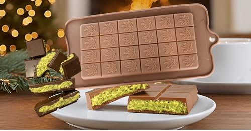 Topolmold Breakable Leaf Dubai Style KitKat Chocolate Bar Mold - 2-Pack Silicone Candy Mold...